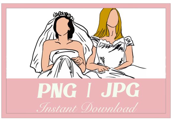 Best Friends Wedding Dress Bride Doodle: A Charming Creative Asset