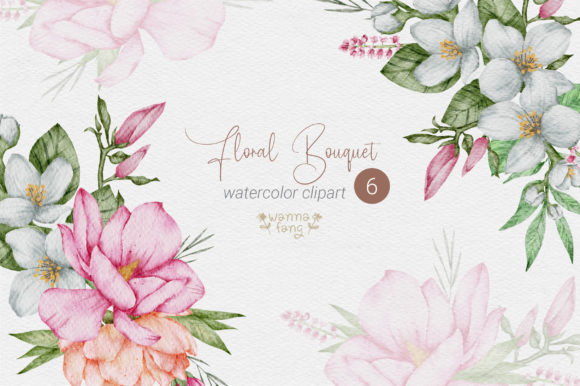 Blooming Wedding Flower Bouquet Clipart for Modern Design