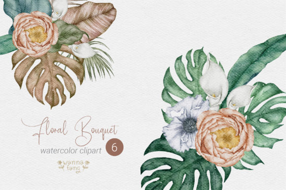Boho Wedding Flower Bouquet Clipart: Your Floral Design Toolkit