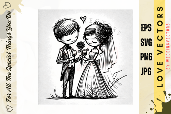 Capturing Forever: The Art of Wedding Couple and Love Vectors - C406