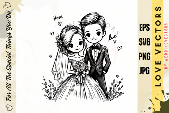 Capturing Romance: The Wedding Couple and Love Vectors - C4947