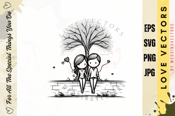 Celebrate Eternal Bonds with Wedding Couple and Love Vectors - C456