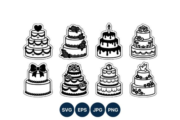 Elegant Black and White Wedding Cakes Vector: A Design Toolkit