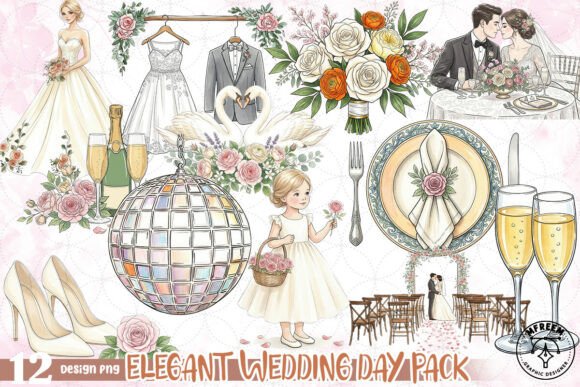 Elegant Wedding Day Pack PNG: Your Essential Design Toolkit