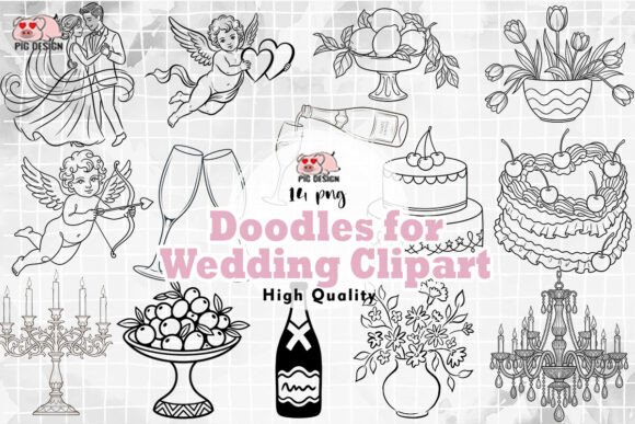 Elevate Your Wedding Stationery with Doodles for Wedding Clipart PNG