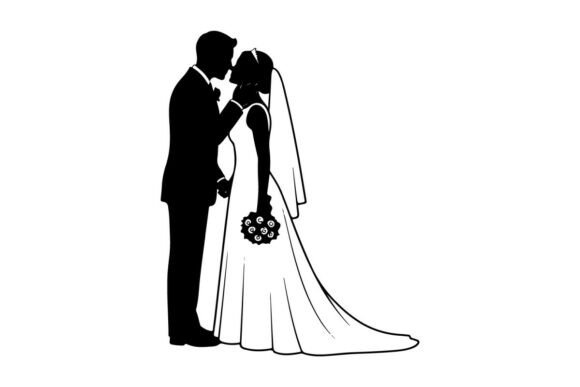 Romantic Wedding Couple Silhouette Vecto: A Modern Design Essential
