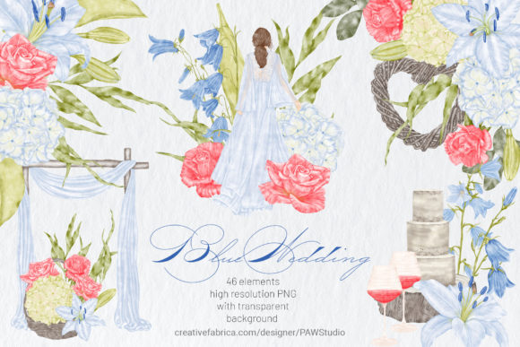 Vintage Blue Wedding Clipart: A Designer's Floral Toolkit