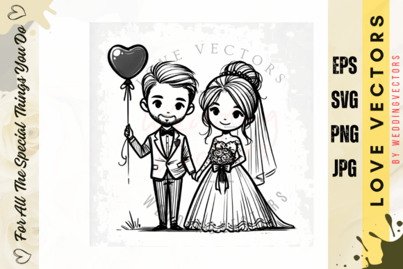 Wedding Couple and Love Vectors - C3735: A Designer's Guide to Romantic Illustrations
