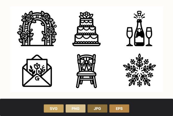 Wedding Floral Arch Cake Icons: Essential Design Assets