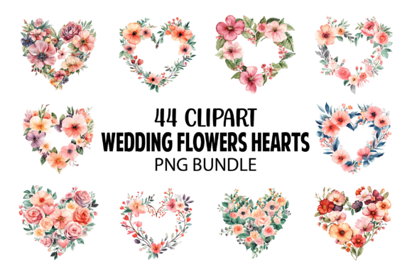 Wedding Flowers Hearts Clipart Bundle: Elevate Your Designs