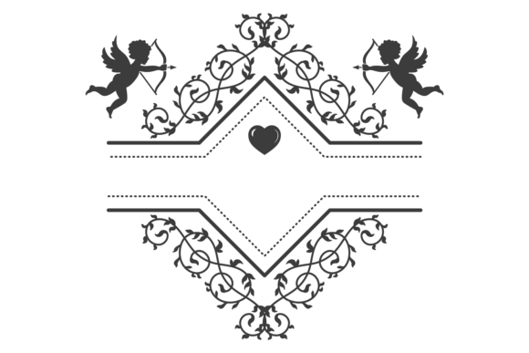 Wedding Frame. Decorative Ornament with Cupid and Heart Pattern