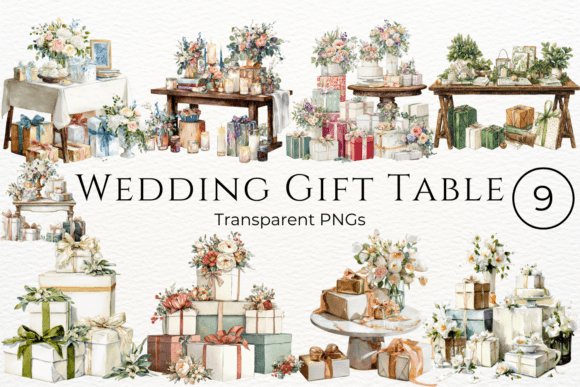 Wedding Gift Table Watercolor Clipart: A Designer's Dream Asset